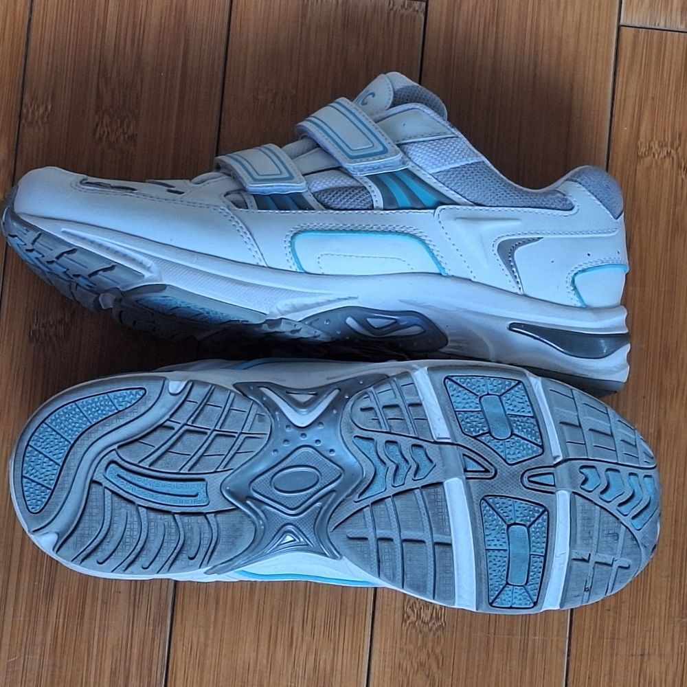 Women's Vionic Tabi Walking Shoe Two Strap Comfort Sneaker White Blue Leather 11 - Picture 6 of 16